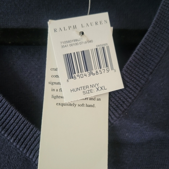Polo Ralph lauren NWT Pima COTTON Navy Knit Vest XXL/TTG. - Picture 7 of 9